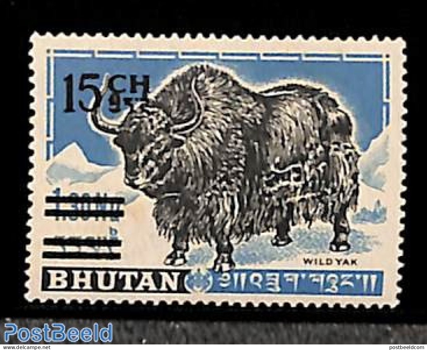 Bhutan 1965 15ch On 1.30, Stamp Out Of Set, Mint NH, Nature - Animals (others & Mixed) - Bhután