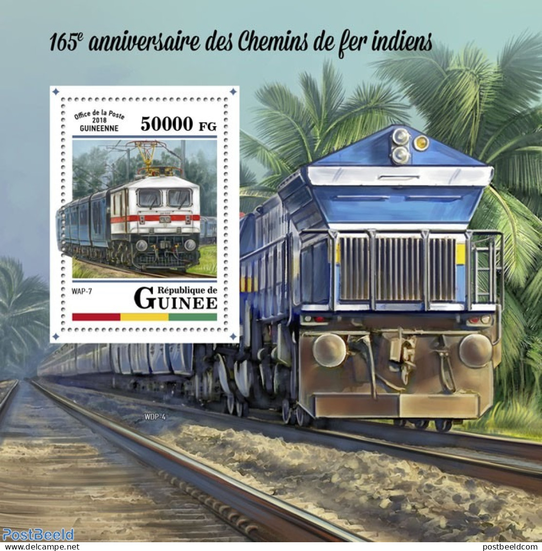 Guinea, Republic 2018 Indian Trains, Mint NH, Transport - Railways - Trenes