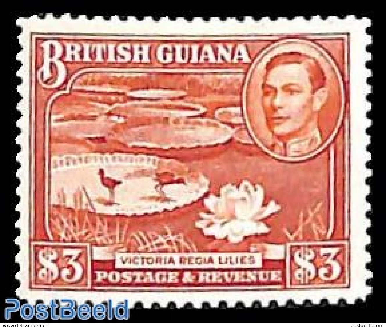 Guyana 1946 $3, Stamp Out Of Set, Mint NH, Nature - Birds - Flowers & Plants - Guyana (1966-...)