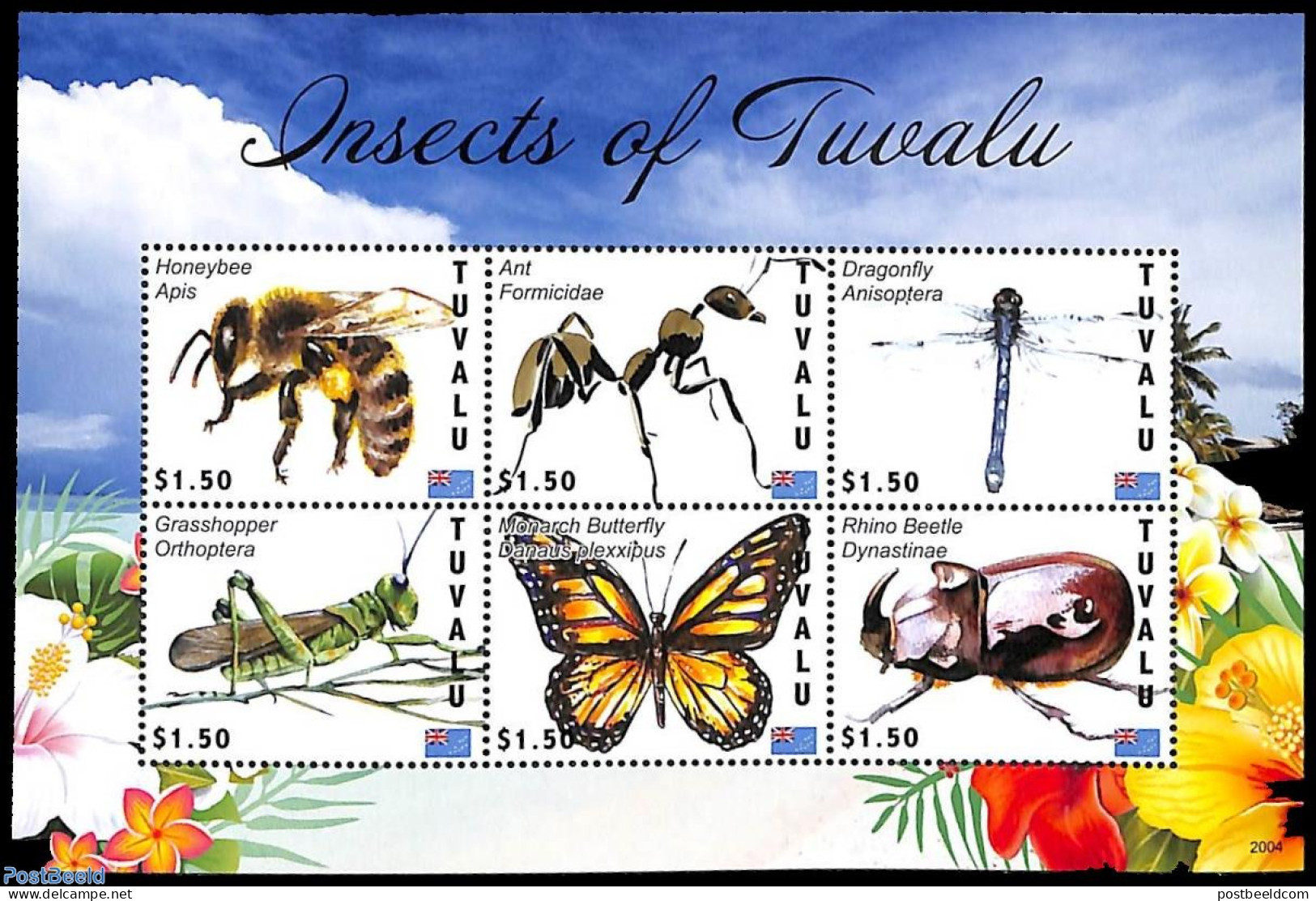 Tuvalu 2020 Insects 6v M/s, Mint NH, Nature - Butterflies - Insects - Autres & Non Classés