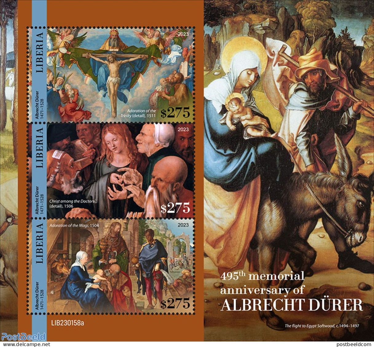 Liberia 2023 Albrecht Dürer, Mint NH, Religion - Christmas - Art - Dürer, Albrecht - Paintings - Noël