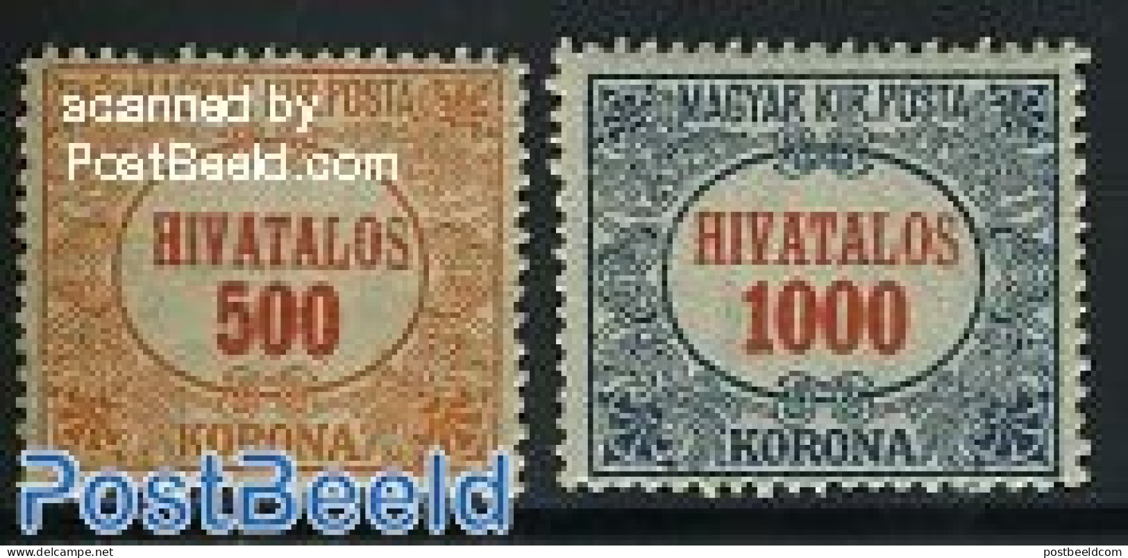 Hungary 1924 On Service 2v, Unused (hinged) - Other & Unclassified
