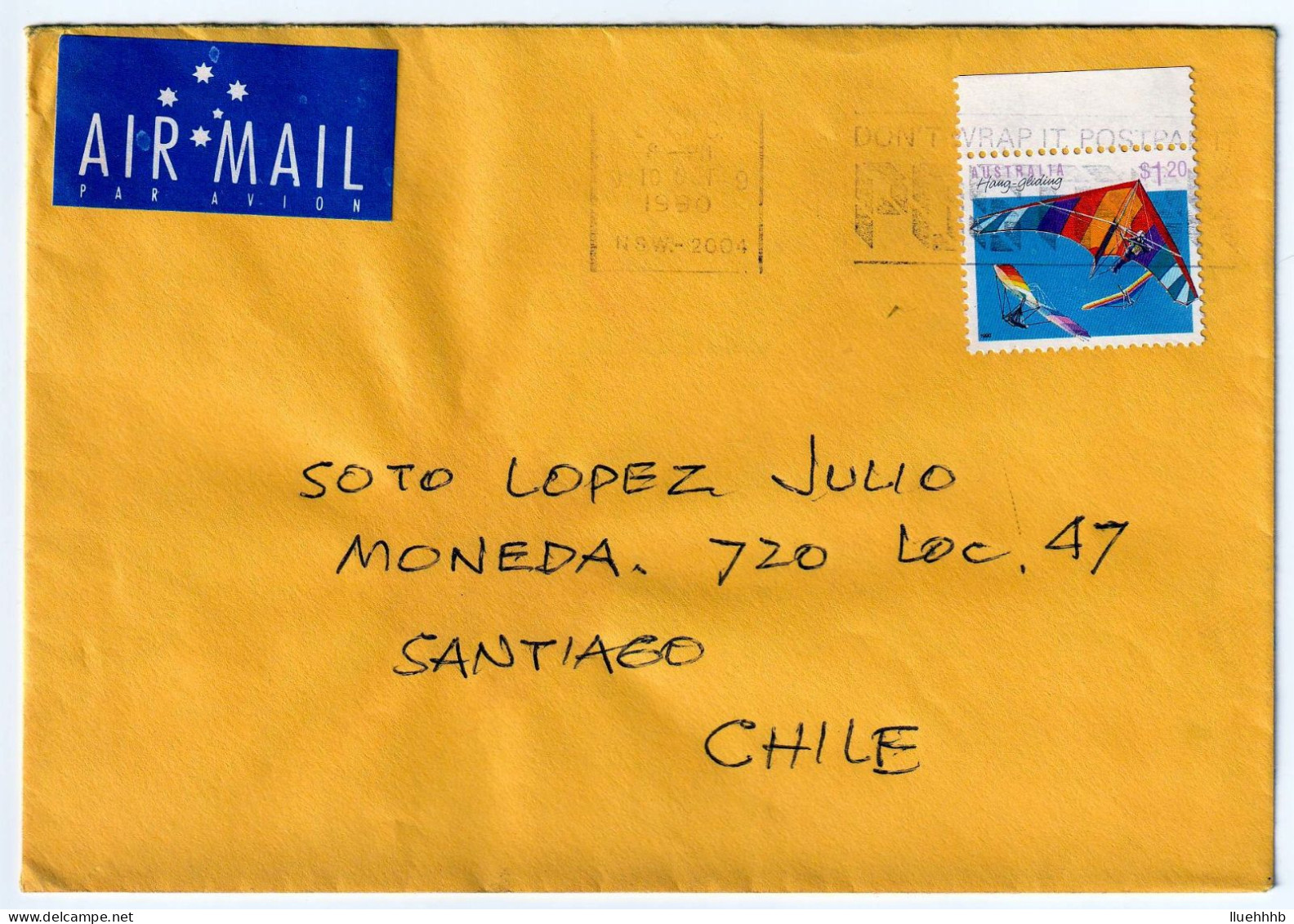 AUSTRALIA: $1.20 Hang Gliding Solo Usage On 1980 Airmail Cover To CHILE - Lettres & Documents