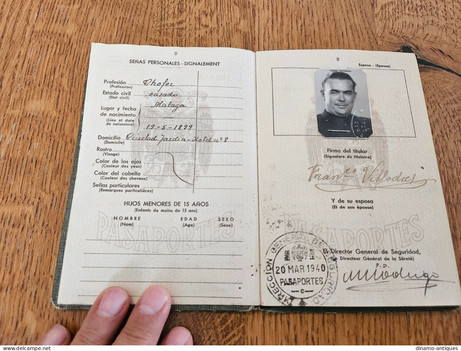 1940 Spain Passport Passeport Issued In Madrid For A Driver Of Romania Embassy In Spain Travel To Portugal - Transporter - Historische Documenten