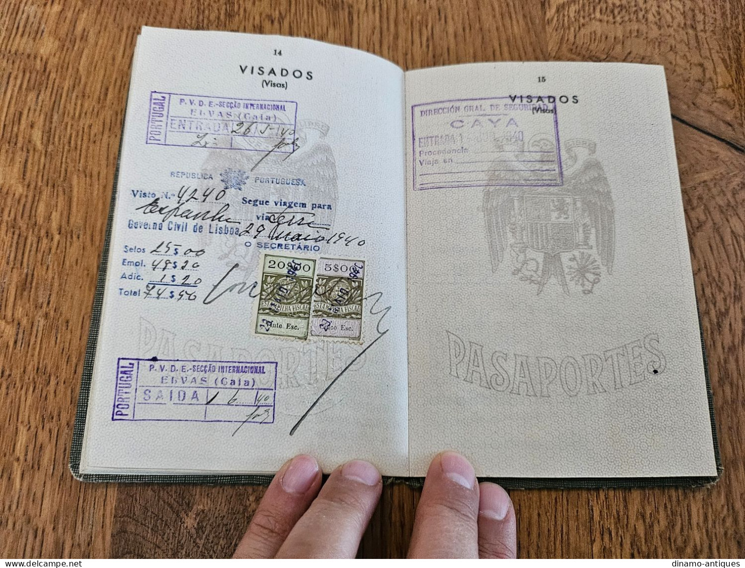 1940 Spain passport passeport issued in Madrid for a driver of Romania embassy in Spain travel to Portugal - Transporter