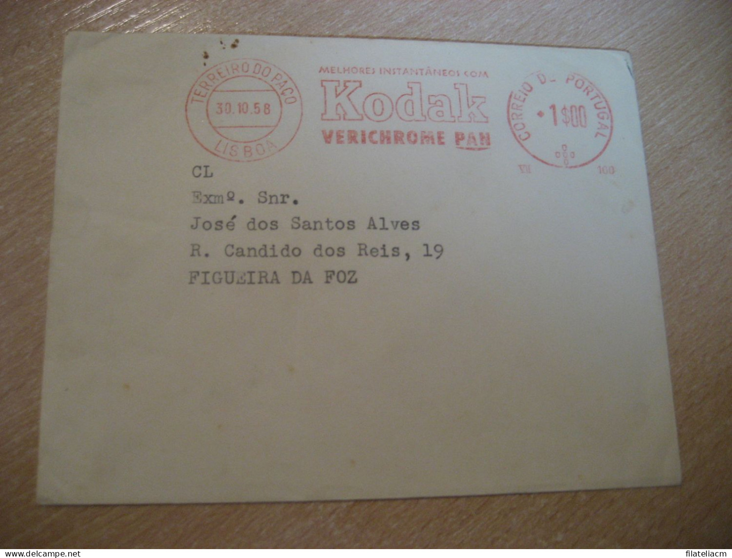 LISBOA 1958 To Figueira Da Foz KODAK Photo Photography Meter Mail Cancel Cover PORTUGAL - Lettres & Documents