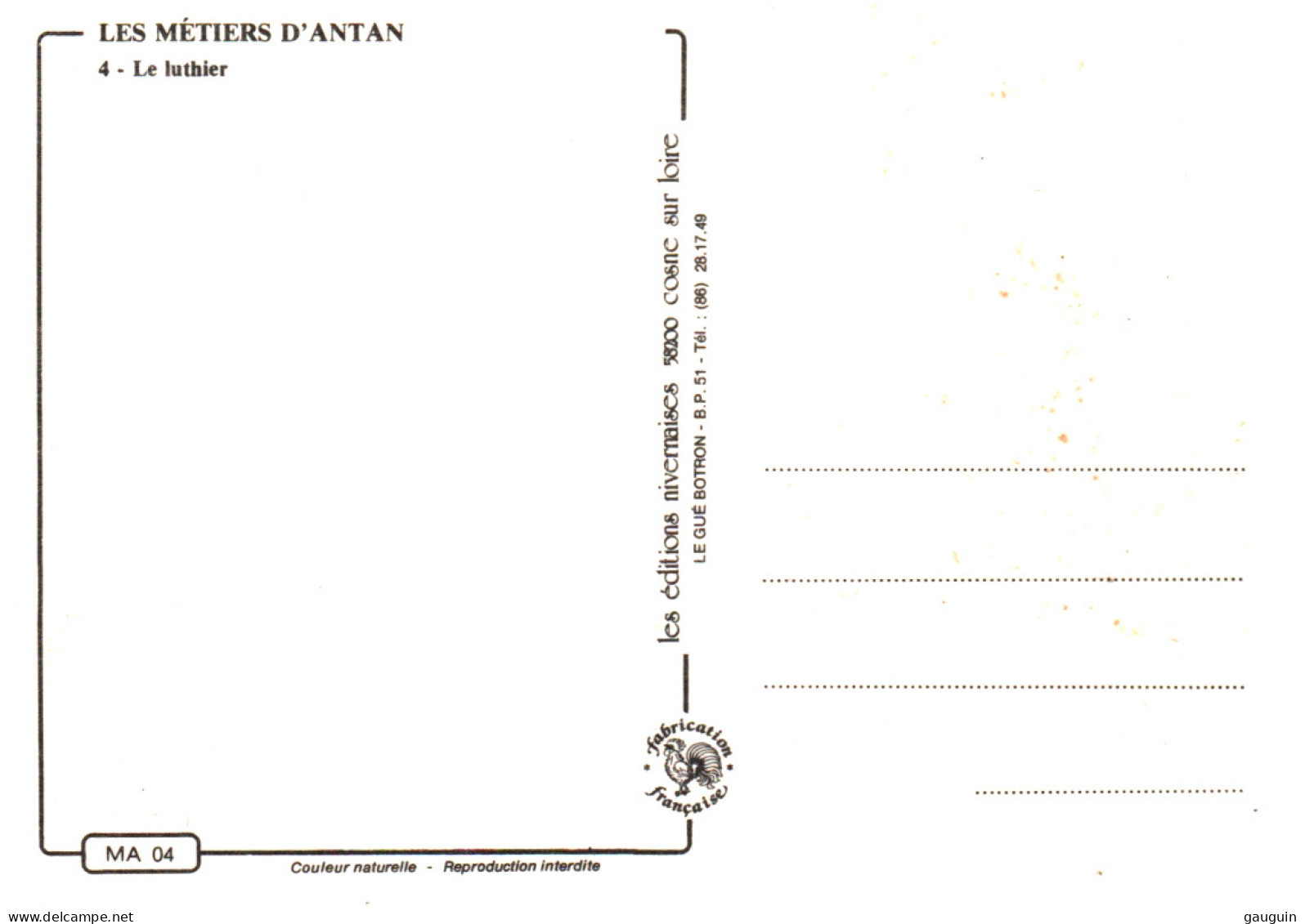 CPM - MÉTIERS D'ANTAN - Le Luthiuer - Editions Nivernaises - Artisanat