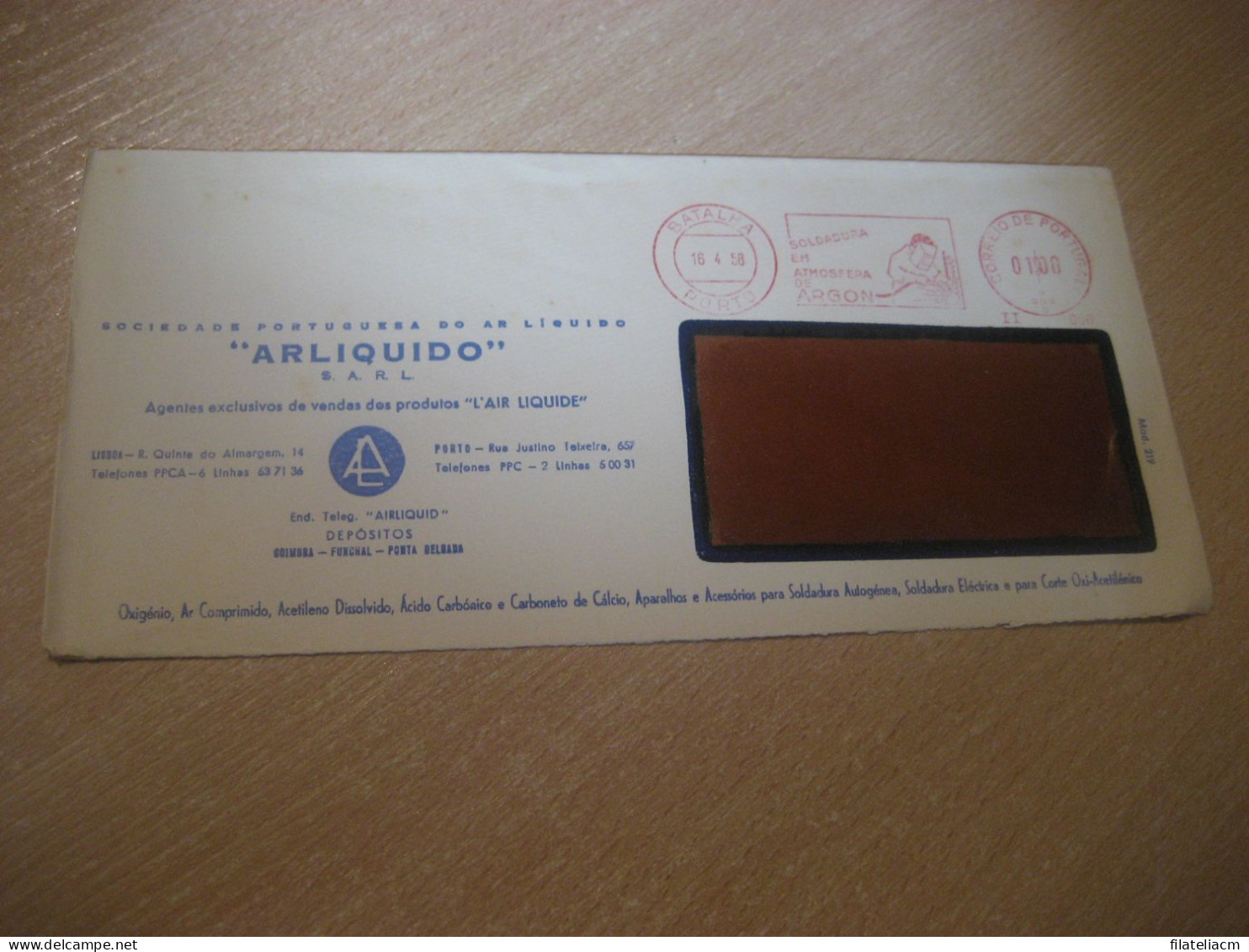 PORTO 1958 ARGON Soldadura Em Atmosfera Arliquido Chemical Physics Meter Mail Cancel Cover PORTUGAL - Briefe U. Dokumente