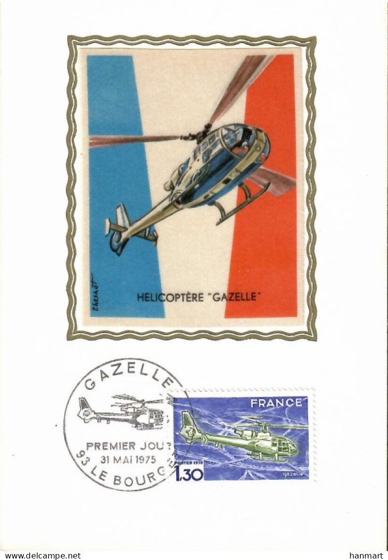 France 1975 Mi S1922  Max Card  (MAX ZE1 FRNs1922b) - Hélicoptères