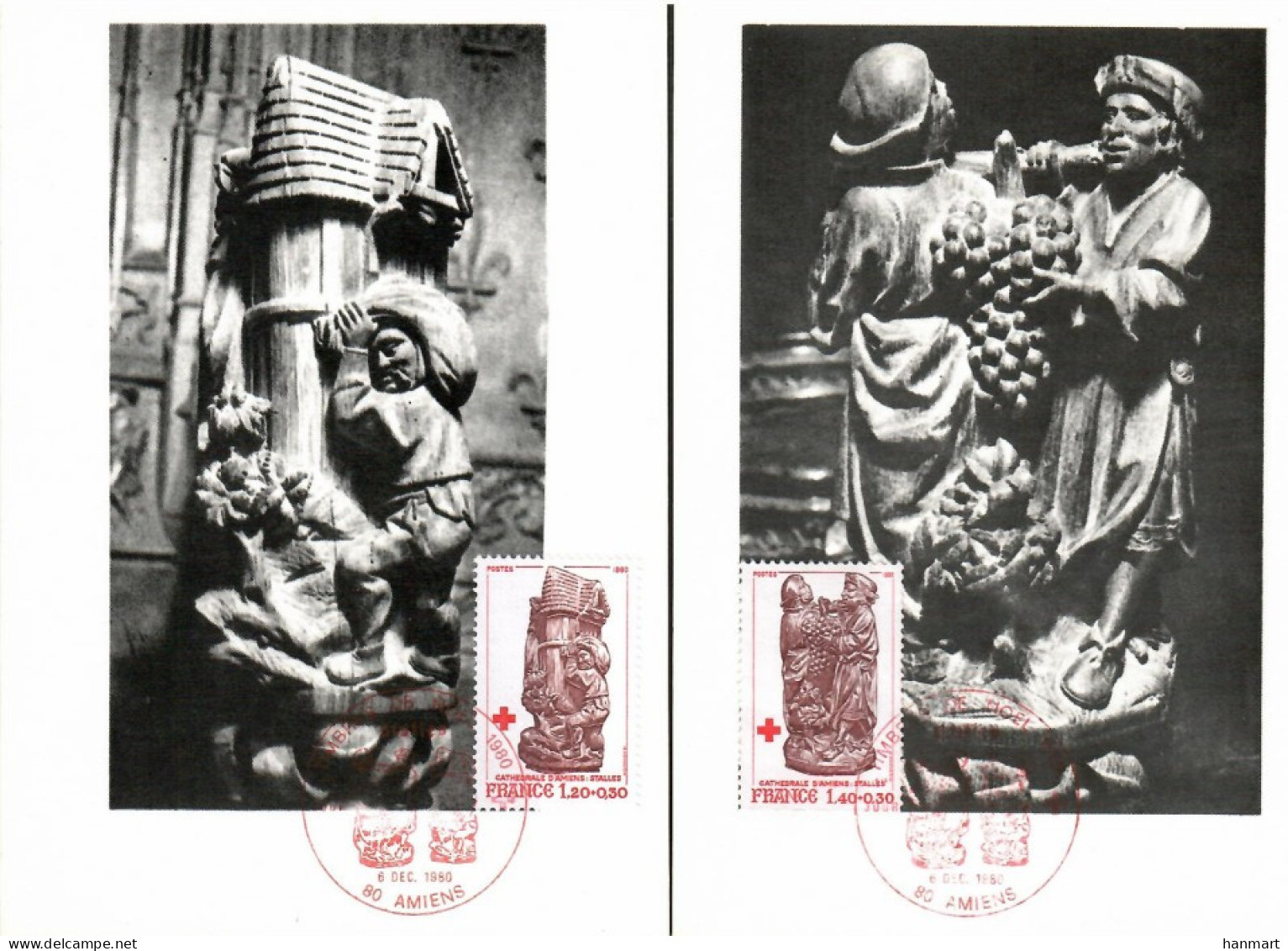 France 1980 Mi 2231-2232  Max Card  (MAX ZE1 FRN2231-2232) - Sculpture