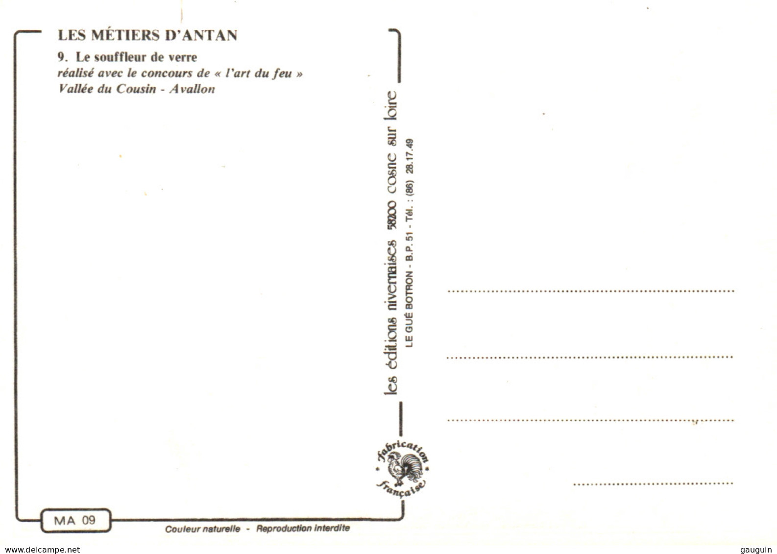 CPM - MÉTIERS D'ANTAN - Le Souffleur De Verre -Vallée Du Cousin AVALLON (89) - Editions Nivernaises - Artesanal