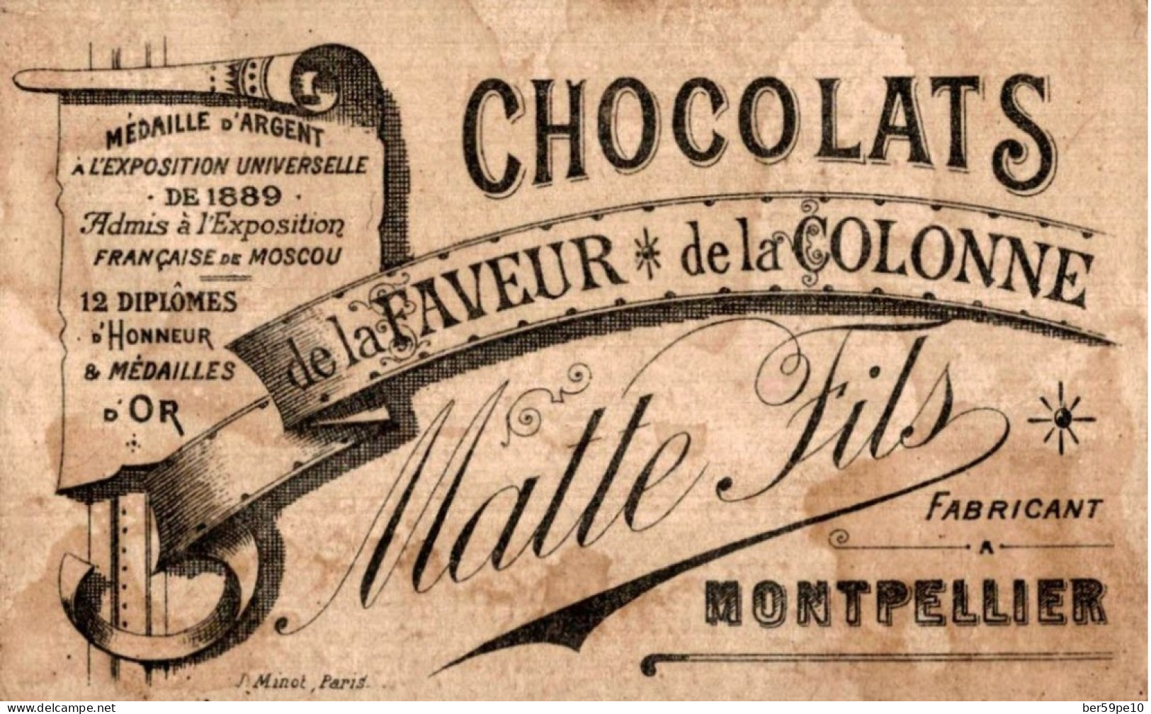 CHROMO CHOCOLATS MATTE FILS A MONTPELLIER PRENDRE 150GR DE VIANDE EN RETIRER LES OS ET PEAUX ET TRANSFORMER LE RESTE ... - Otros & Sin Clasificación