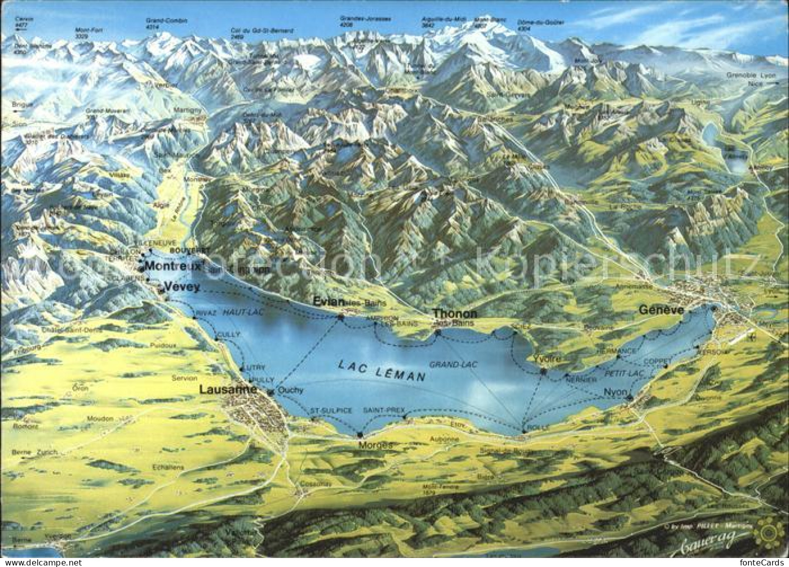 11889798 Lac Leman Genfersee Panoramakarte Genf - Sonstige & Ohne Zuordnung