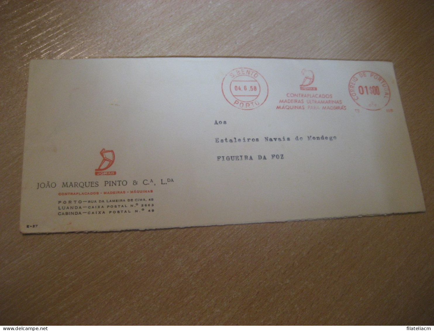 PORTO 1958 To Figueira Da Foz JOMAR Madeiras Wood Meter Mail Cancel Cover PORTUGAL - Lettres & Documents