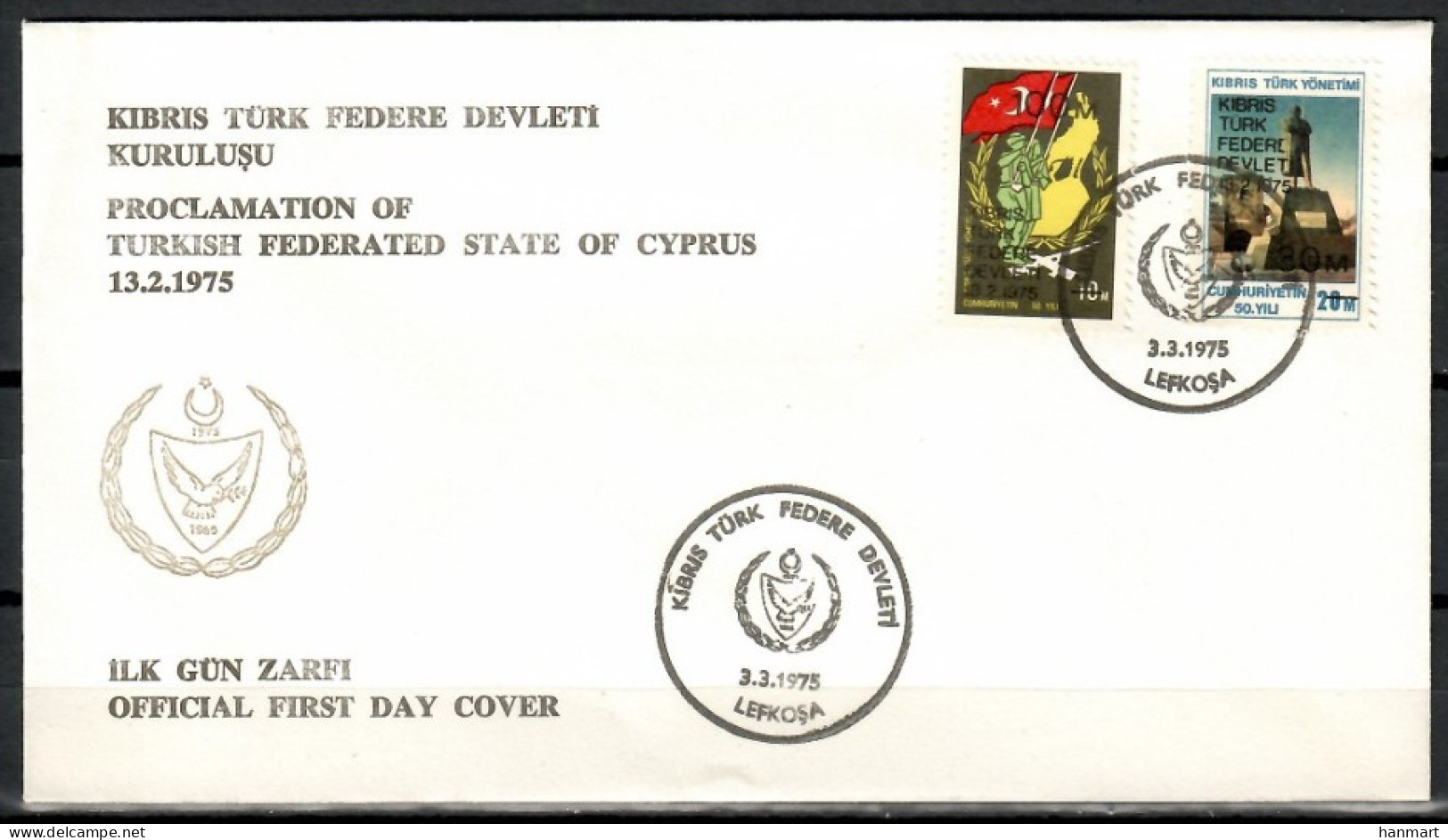 Northern Cyprus 1975 Mi 8-9 FDC  (FDC ZE2 CYT8-9) - Skulpturen