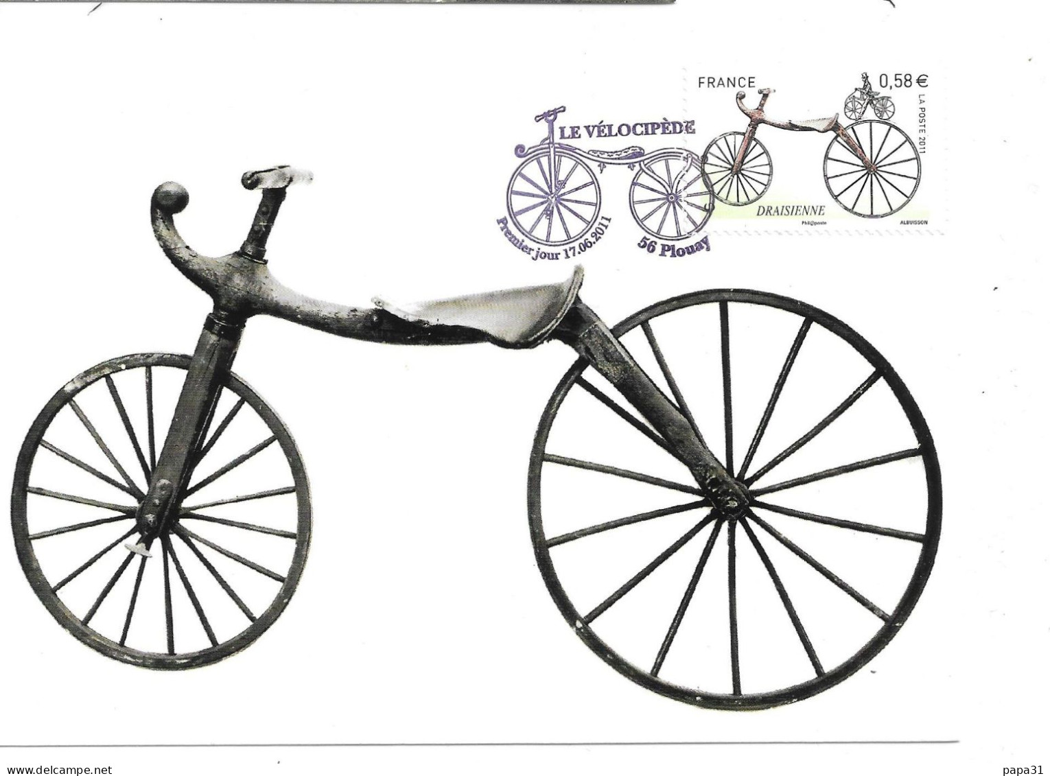 Le Vélocipède - La Draisienne - Véhicule à Deux Roues Avec Son Timbre - Ciclismo