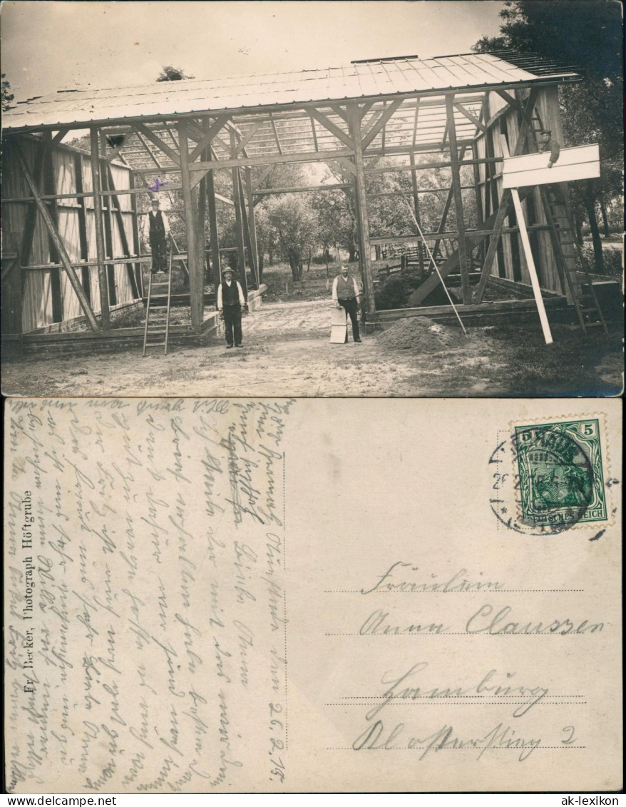 Zimmerleute Am Rohbau Berufe /Arbeit Photograph Becker Höftgrube 1913 - Bauern