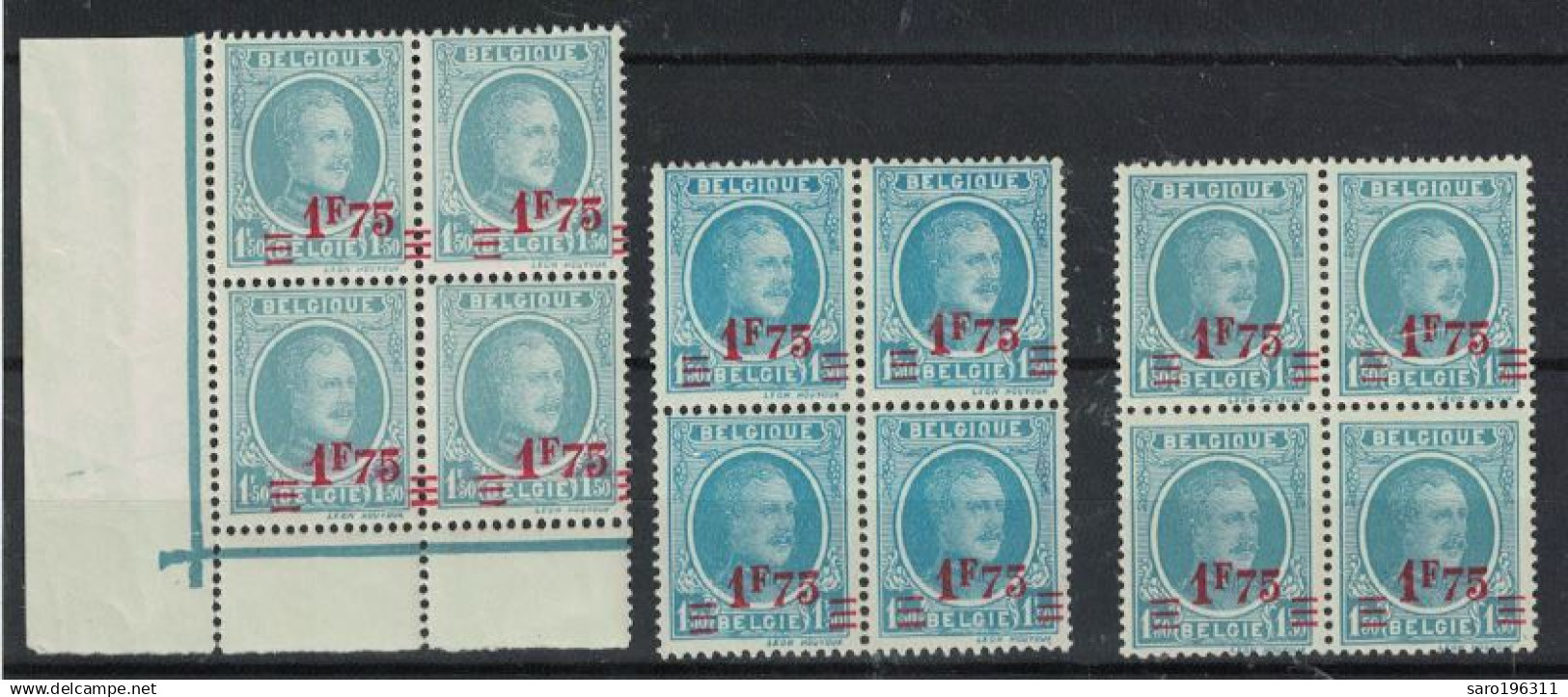 HOUYOUX ** /MNH  N°   248 Cu Bloc De 4  Avec 2  Nuances  Cob 320  ??   à  29,89 - 1922-1927 Houyoux