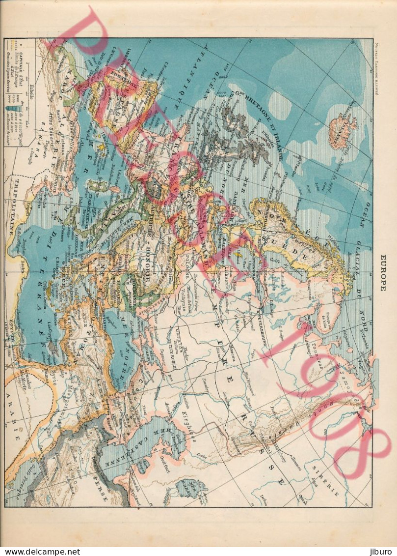 2 Vues 1908 Carte Géographique Europe Géologique Géologie Empire Allemand Russe Autriche-Hongrie Ottoman - Other & Unclassified