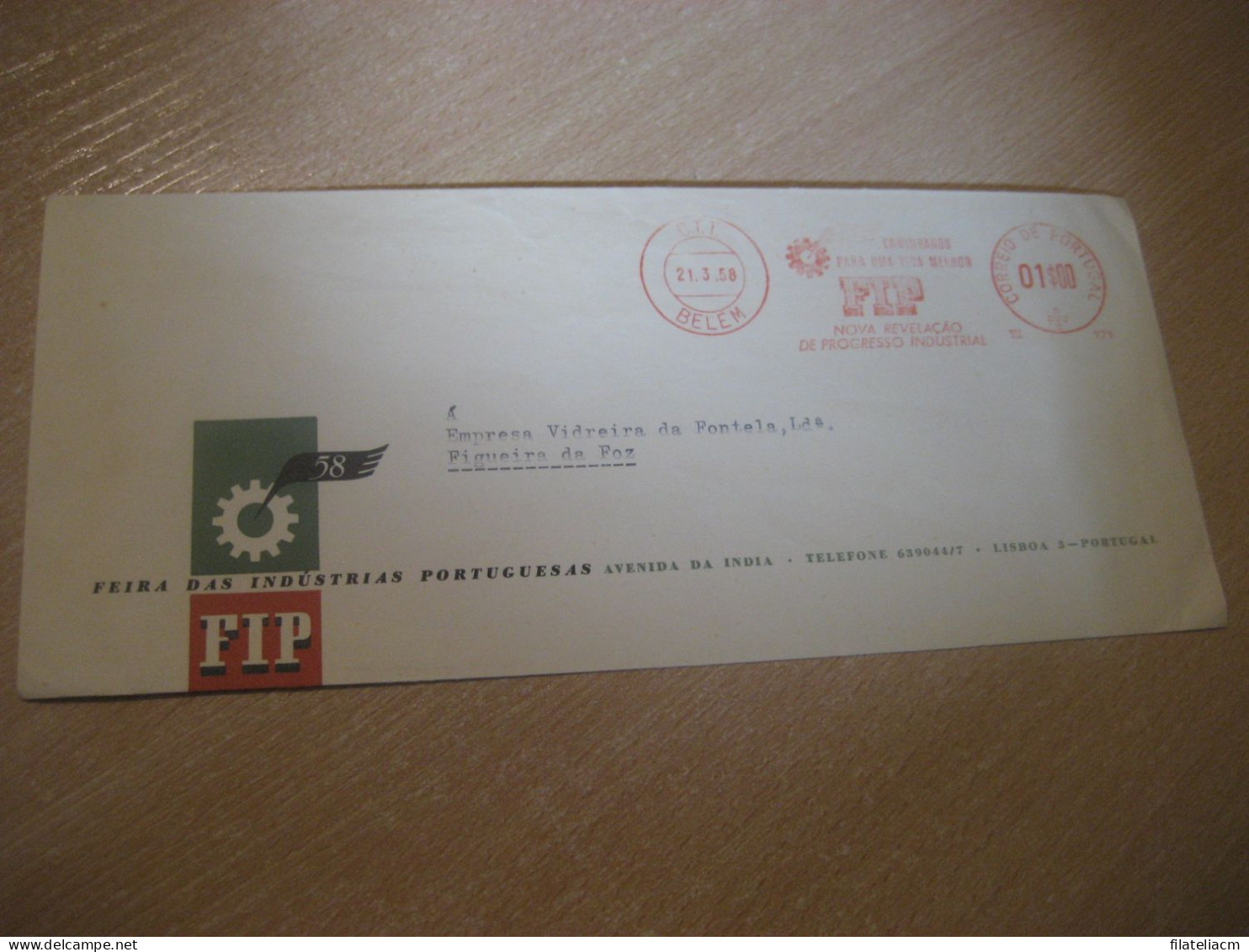 BELEM 1958 To Figueira Da Foz FIP Feira Das Industrias Industry Fair Meter Mail Cancel Cover PORTUGAL - Cartas & Documentos