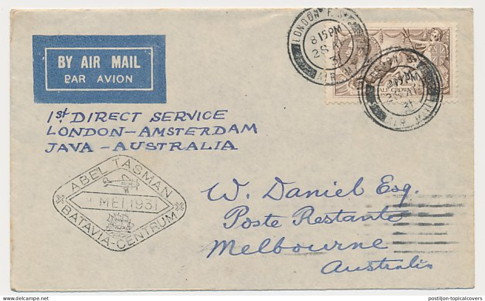 VH C 90 V M-1 GB/UK - Batavia N.I. - Melbourne  Australie 1931   - Unclassified