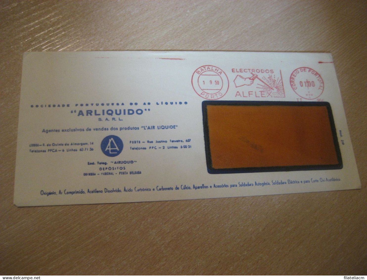 PORTO 1959 Electrodos ALFLEX Arliquido Chemical Physics Meter Mail Cancel Cover PORTUGAL - Covers & Documents