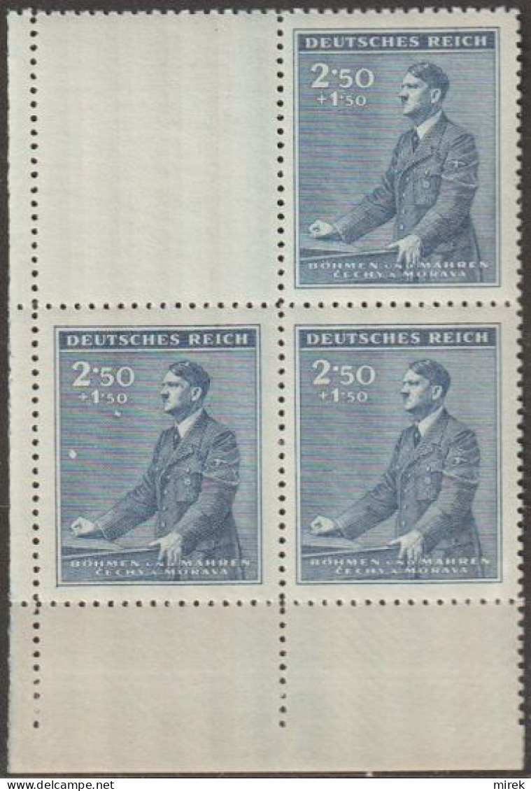 13/ Pof. 77, Corner 4-block With Coupon - Unused Stamps