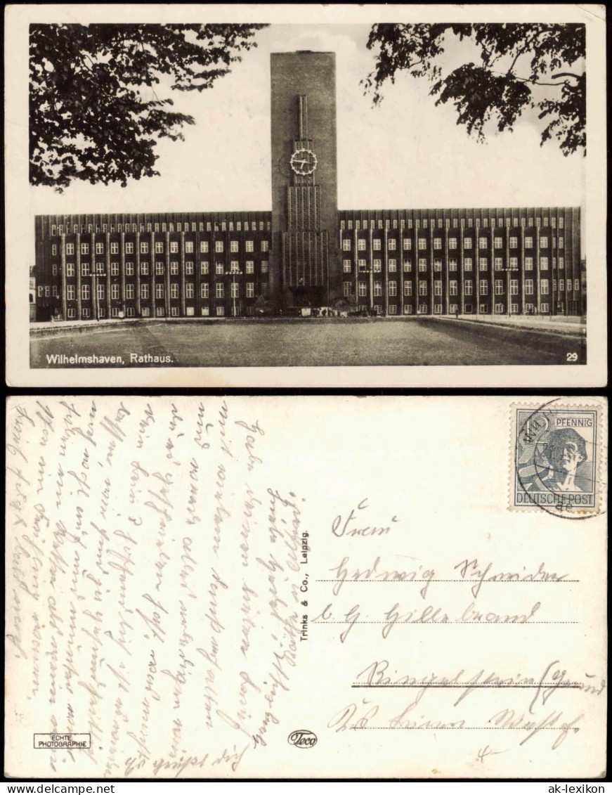 Ansichtskarte Wilhelmshaven Rathaus Rüstringen 1948 - Wilhelmshaven