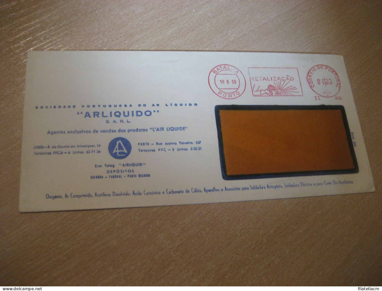PORTO 1959 Metalizaçao Arliquido Chemical Physics Meter Mail Cancel Cover PORTUGAL - Briefe U. Dokumente