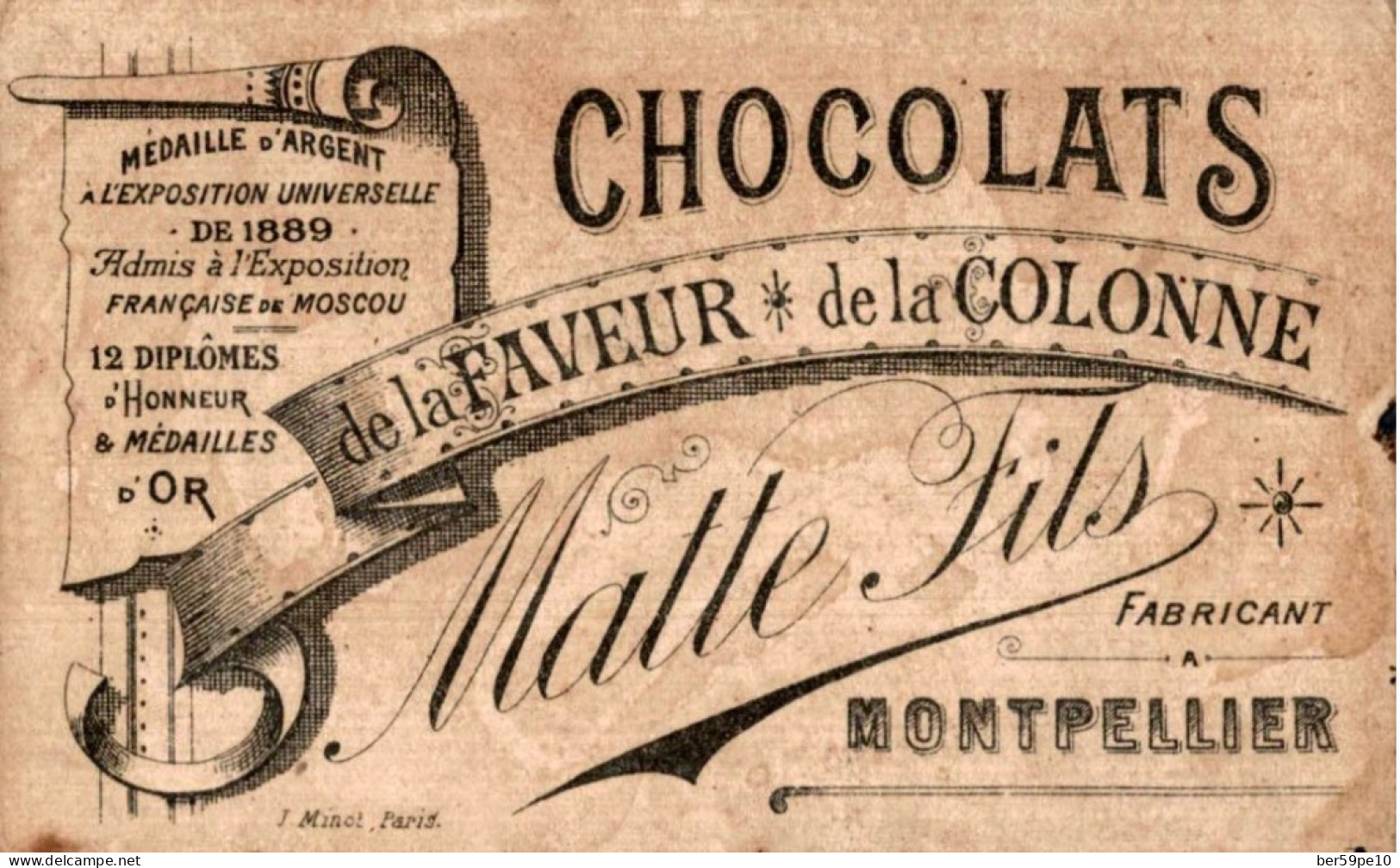 CHROMO CHOCOLATS MATTE FILS A MONTPELLIER IMPOSSIBLE A MON PAUVRE ERNEST DE FAIRE SES 13 JOURS IL EST MALADE... - Otros & Sin Clasificación