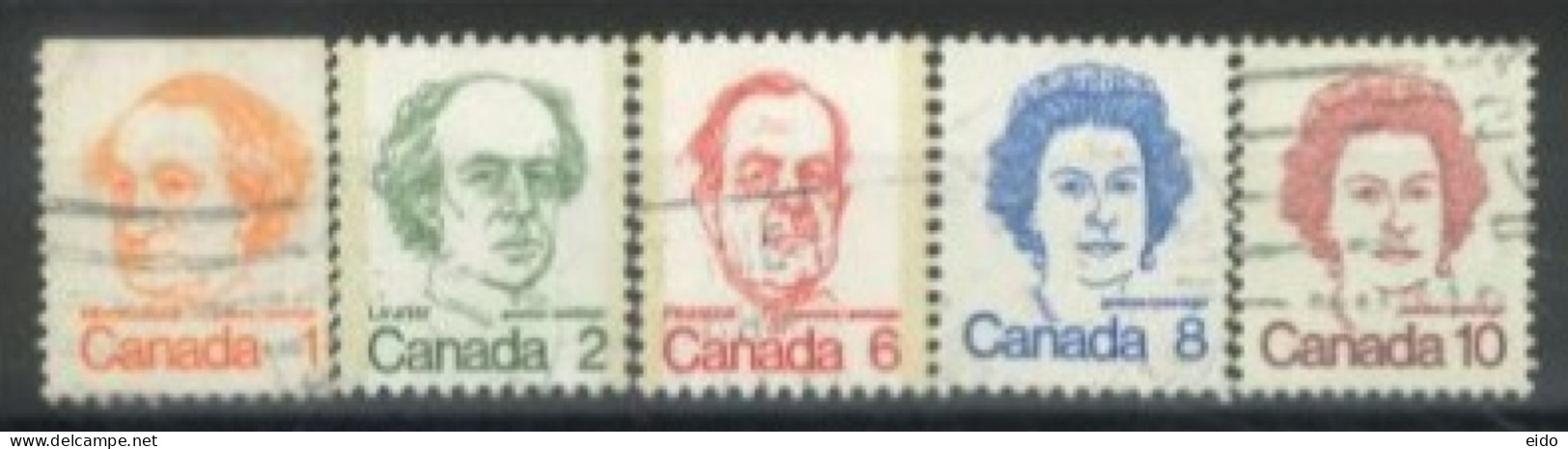 CANADA - 1972, CELEBRITIES STAMPS SET OF 5, USED. - Usati