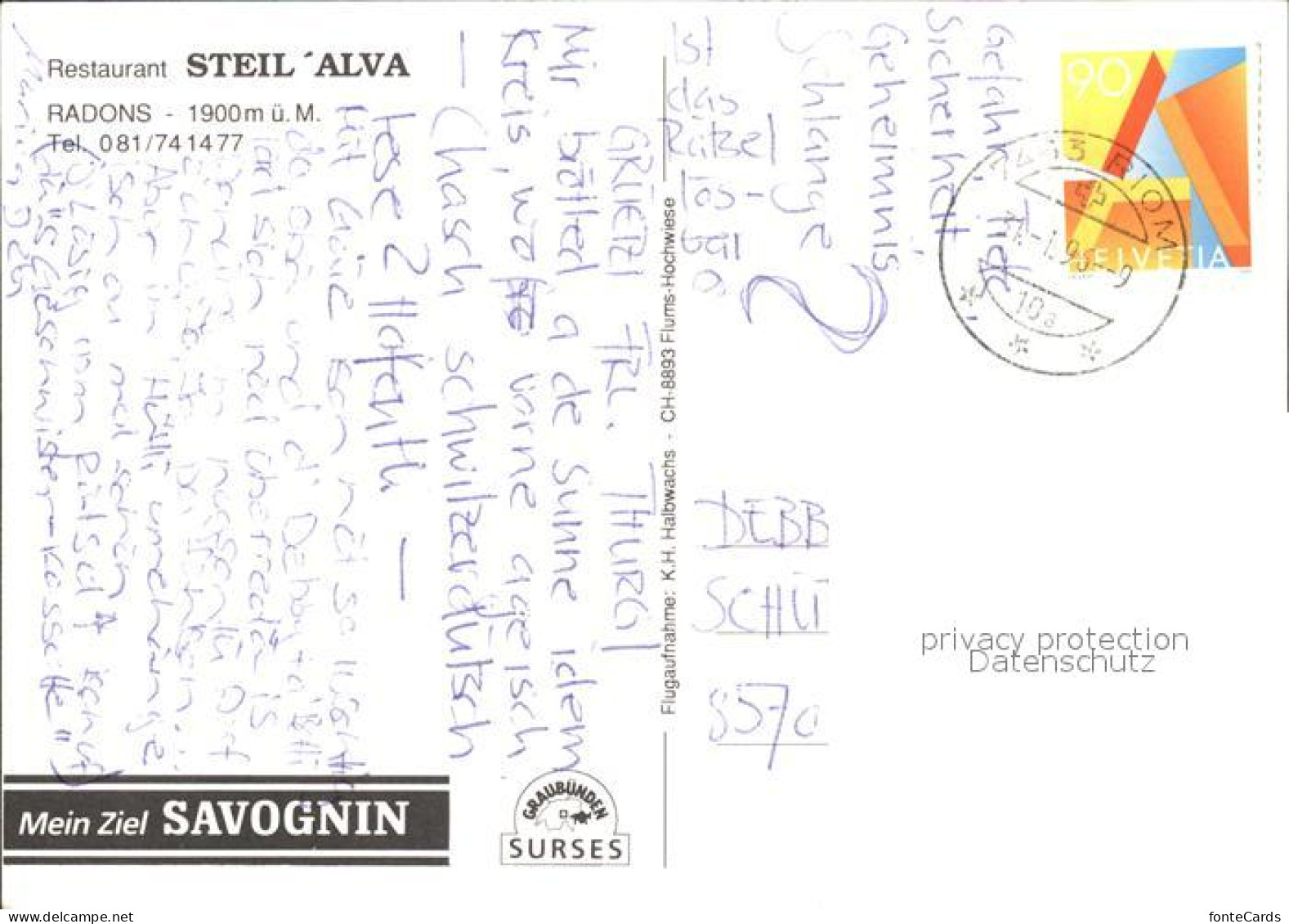 11889580 Radons Bivio Fliegeraufnahme Restaurant Steil Alva Bivio - Autres & Non Classés