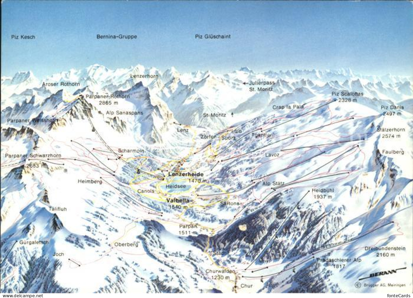 11889564 Lenzerheide Valbella Panoramakarte Mit Loipen Lenzerheide/Lai - Autres & Non Classés