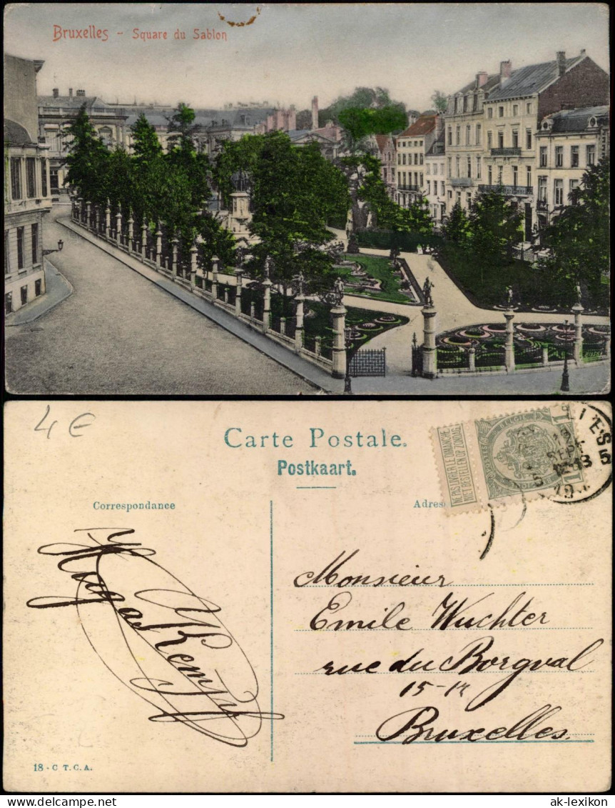 Postkaart Brüssel Bruxelles Square Du Sablon 1913 - Otros & Sin Clasificación