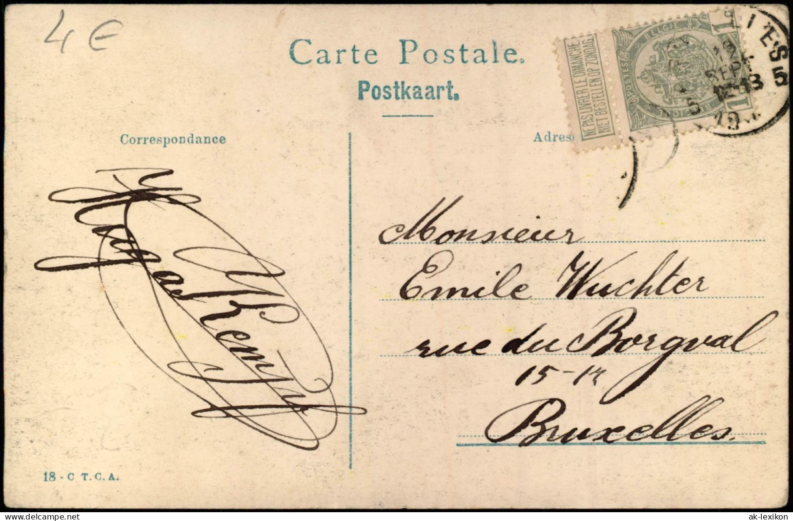 Postkaart Brüssel Bruxelles Square Du Sablon 1913 - Sonstige & Ohne Zuordnung