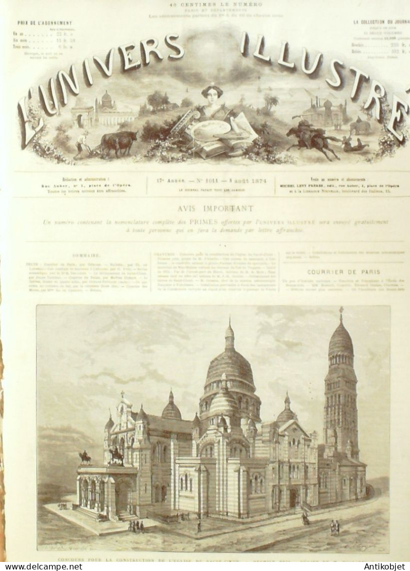 L'Univers Illustré 1874 N°1011 Sacré-Coeur Lisbonne Le Havre (76) Mac-Mahon St-Cloud Trappes (78) - 1850 - 1899