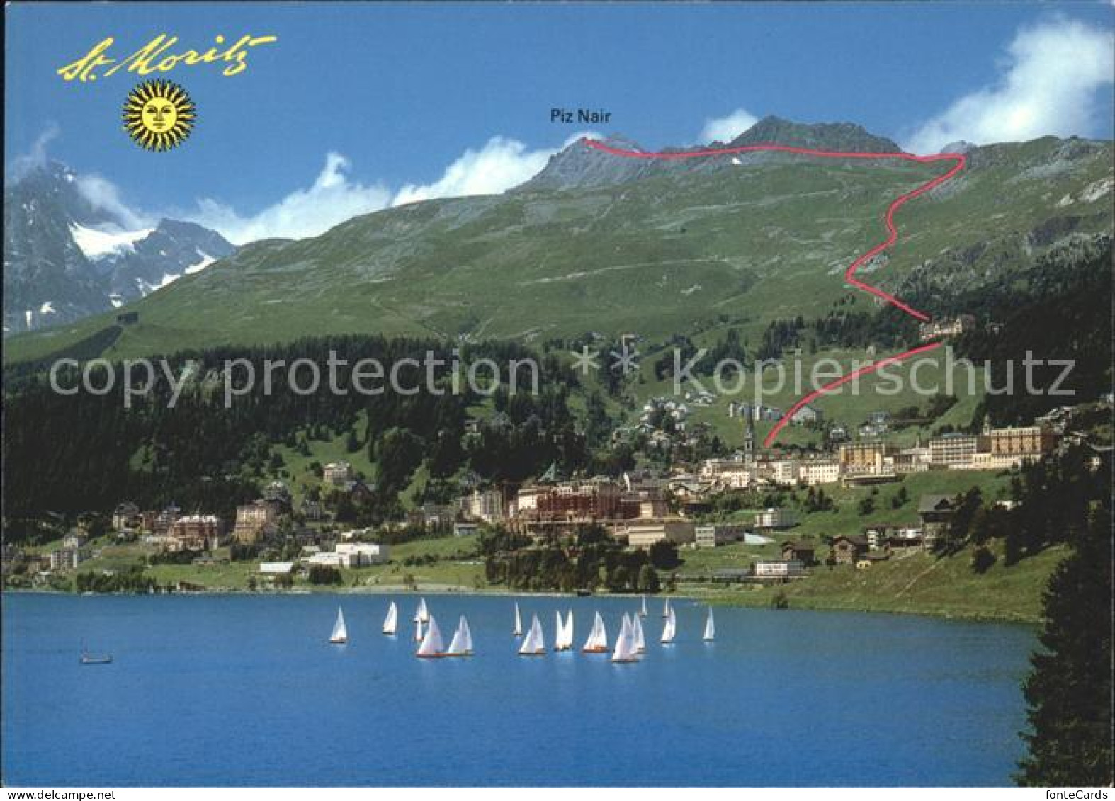 11889523 St Moritz Dorf GR Teilsansicht Segelboote Piz Nair St Moritz - Autres & Non Classés