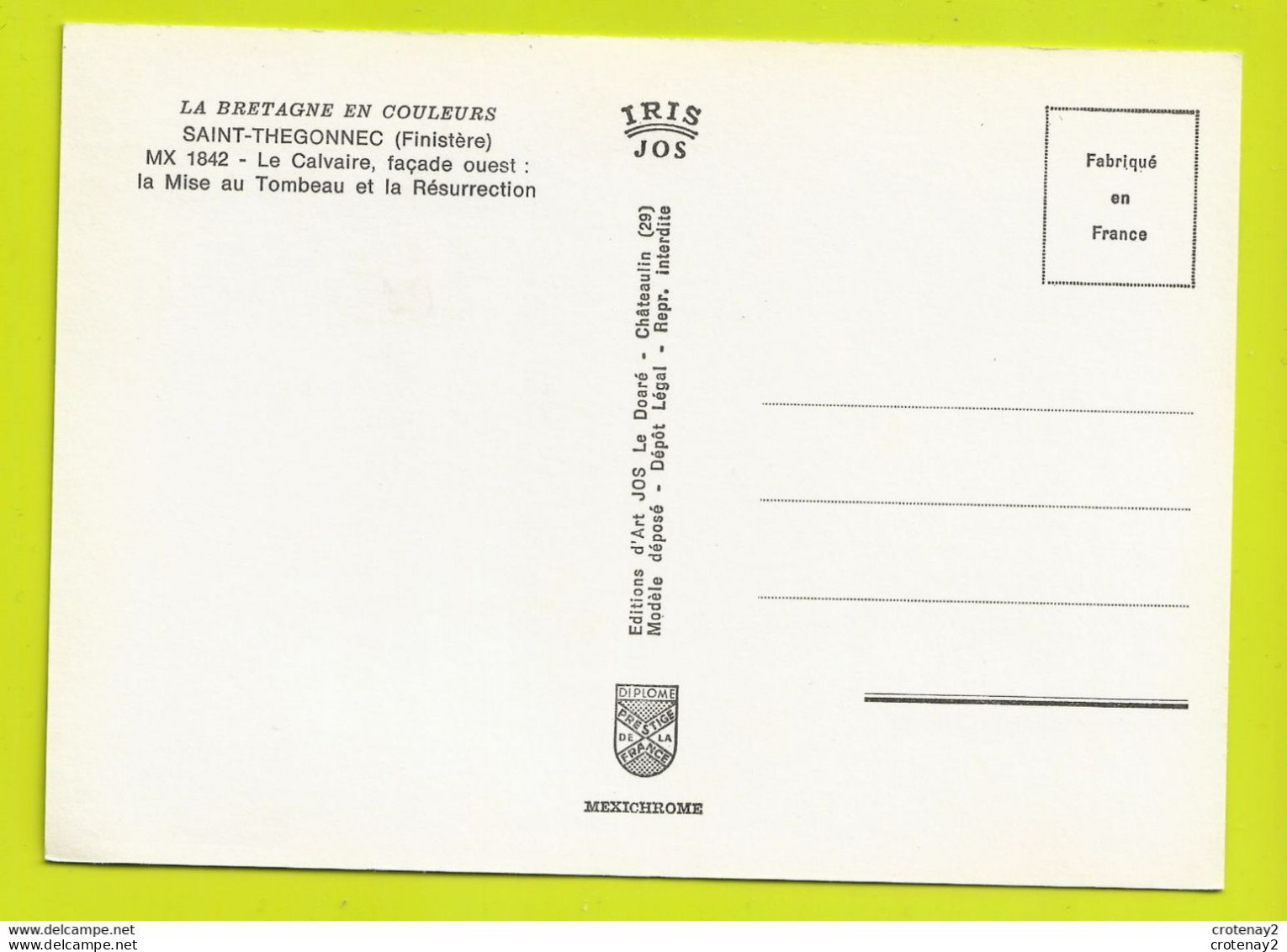 29 SAINT THEGONNEC N°1842 Le Calvaire La Mise Au Tombeau Et La Résurrection VOIR DOS - Saint-Thégonnec