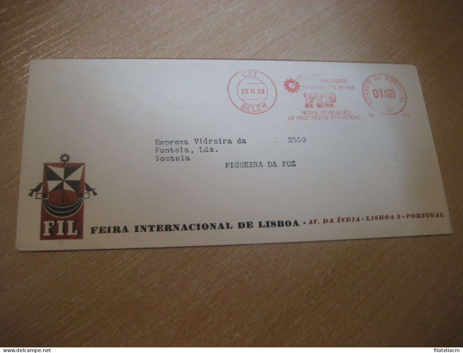 BELEM 1959 To Figueira Da Foz FIP Feira Das Industrias Industry Fair FIL Meter Mail Cancel Cover PORTUGAL - Briefe U. Dokumente