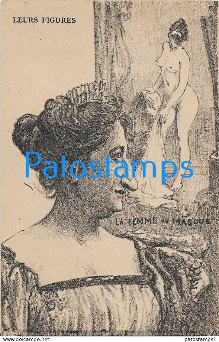 227950 ART ARTE THEIR FIGURES THE WOMAN IN THE MASK NUDE POSTAL POSTCARD - Unclassified