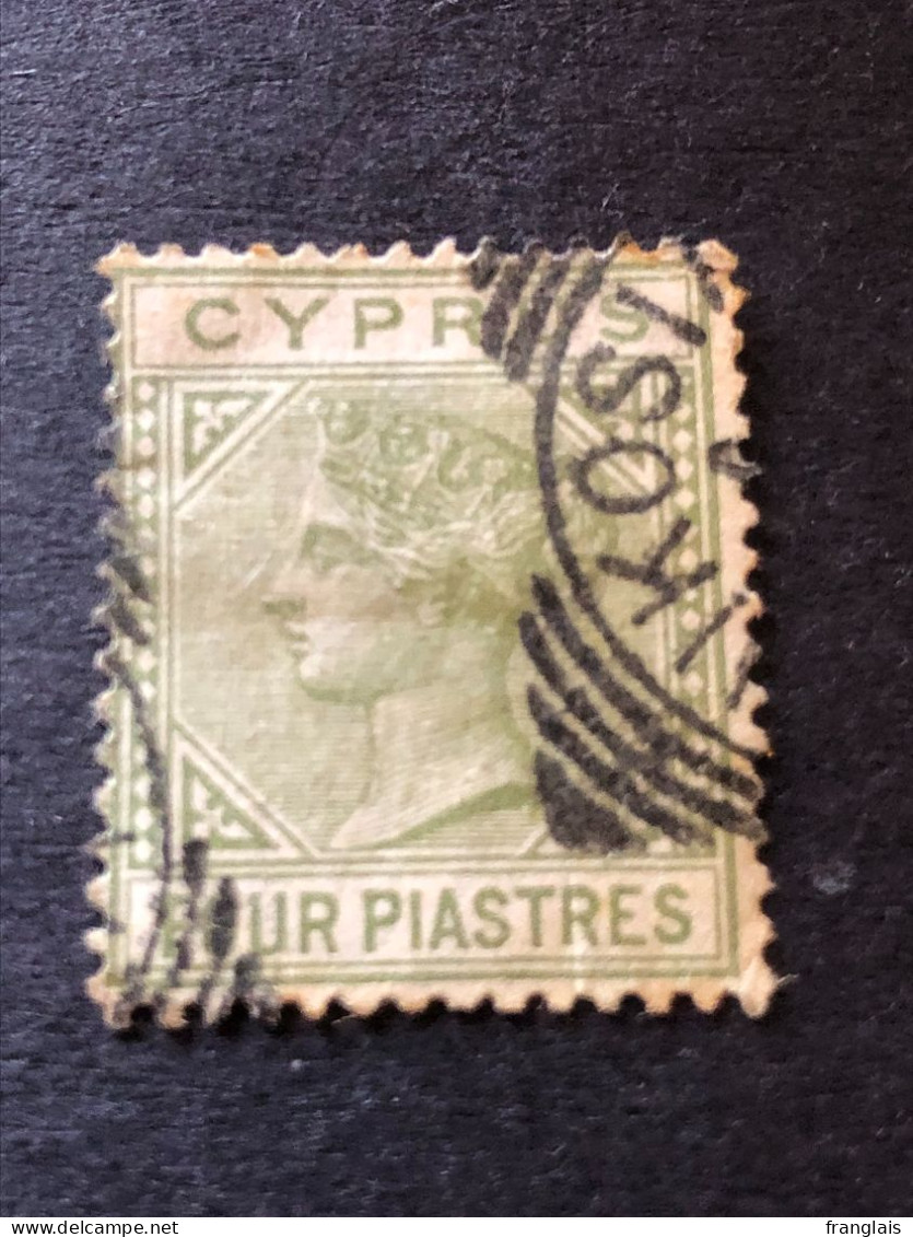 CYPRUS SG 20  4 Piastres Olive Green  FU   CV £38 - Cipro (...-1960)