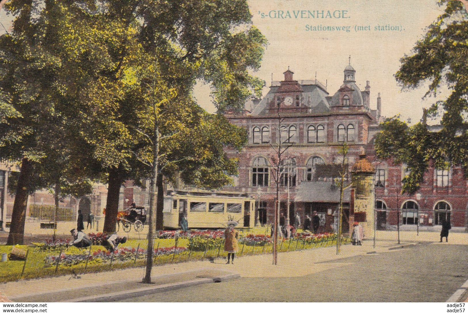 Netherlands Pays Bas Den Haag Stationsweg Tramway 1908 - Bahnhöfe Ohne Züge