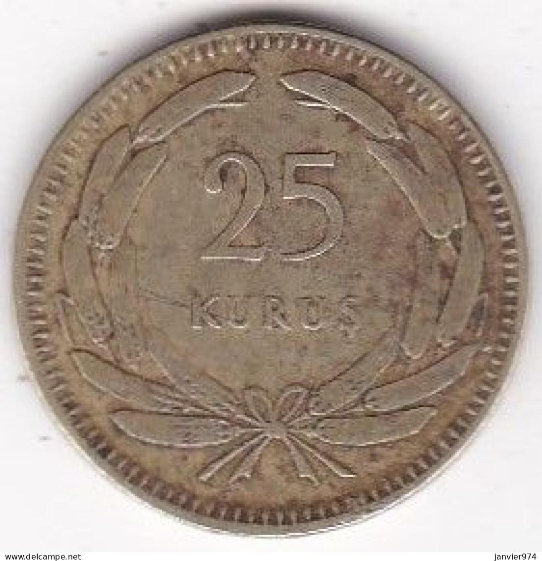Turquie , 25 Kurus 1948 , En Laiton, KM# 886 - Turkey