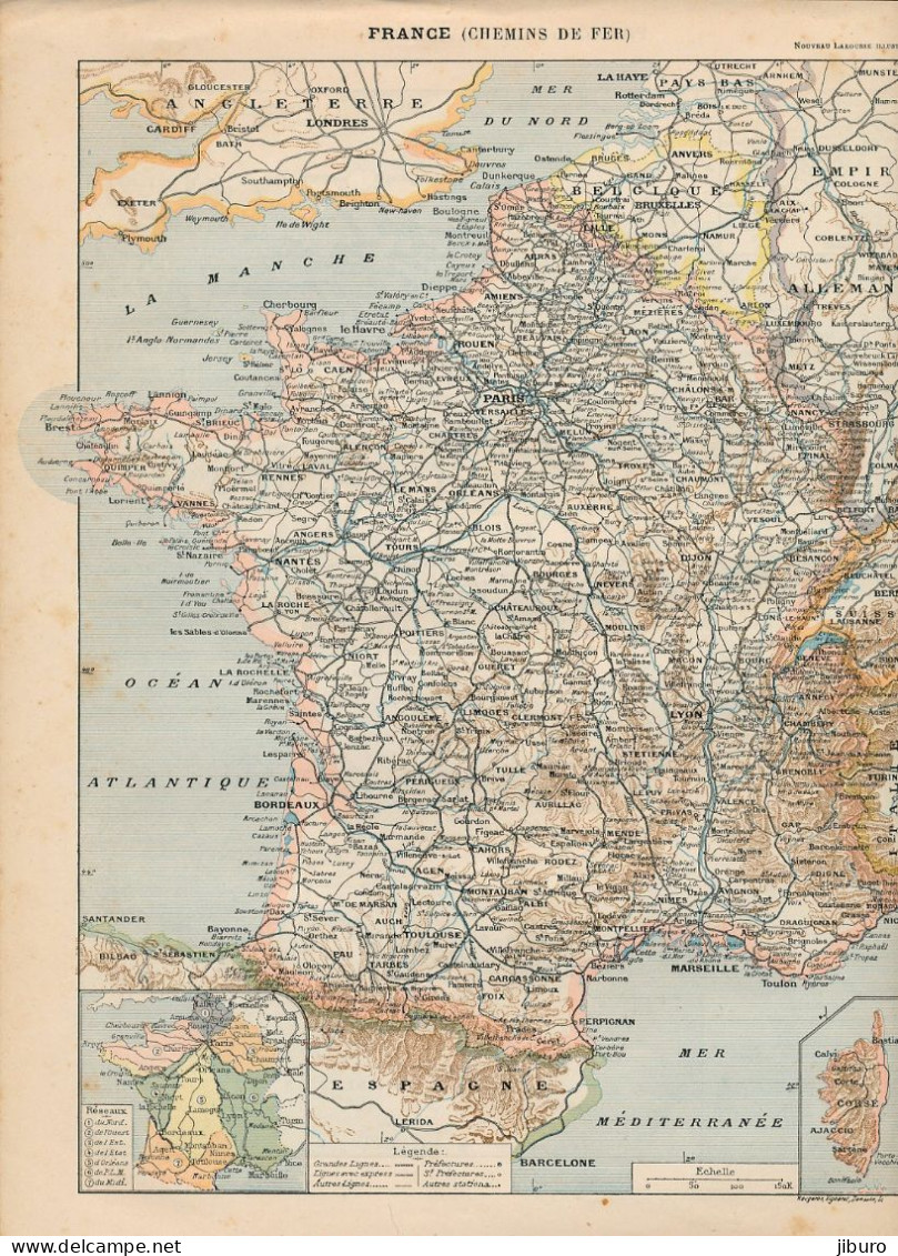 Carte Géographique1908France Voies Navigables (Batellerie) Briare Moret Castets Midouze Coutras Montignac Chemins De Fer - Autres & Non Classés