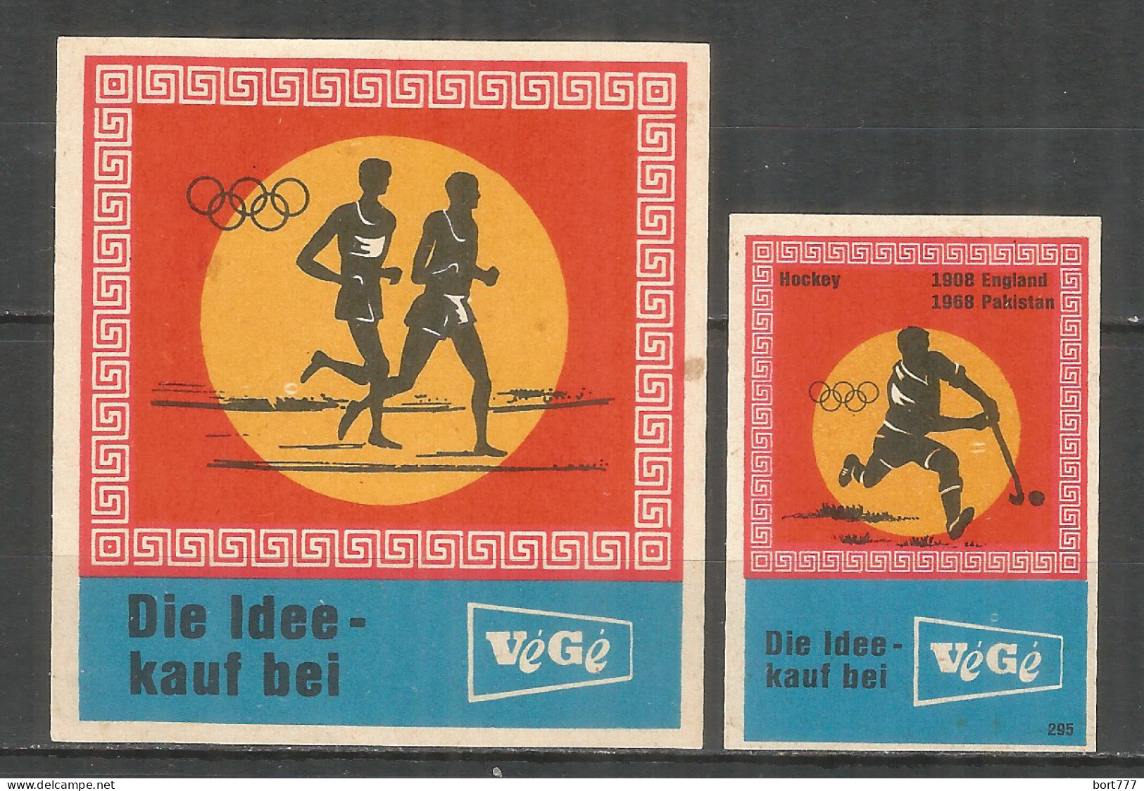 Germany1968 Year ,  2 Matchbox Labels  SPORT - Boites D'allumettes - Etiquettes