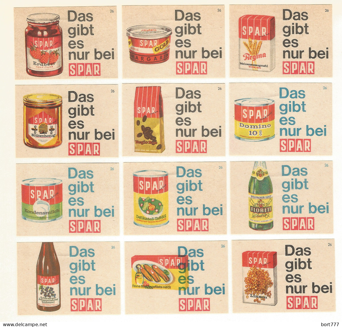 Germany 12 Old Matchbox Labels  SPAR - Zündholzschachteletiketten