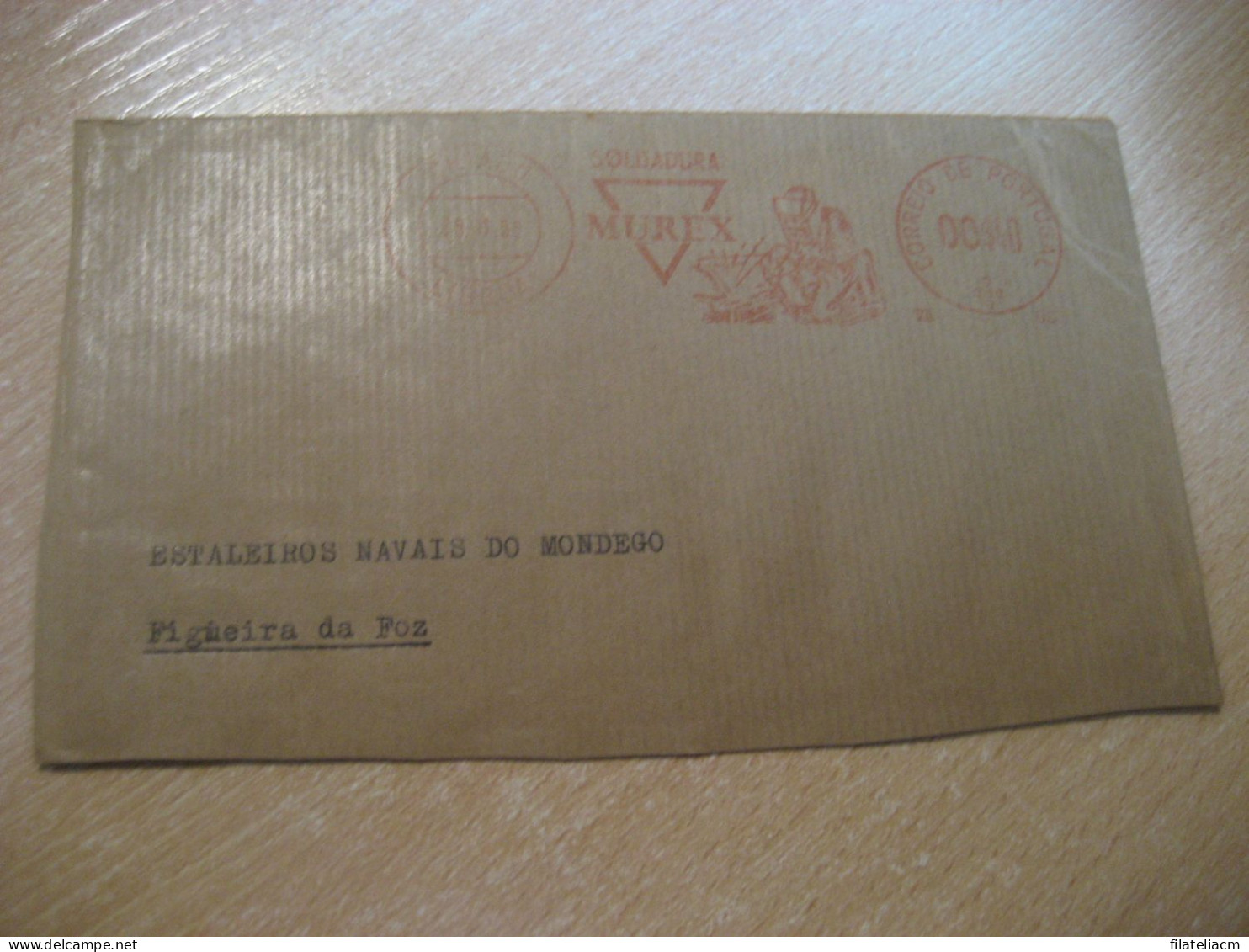 LISBOA 1959 To Figueira Da Foz Soldadura Murex Meter Mail Cancel Cut Cuted Cover PORTUGAL - Lettres & Documents