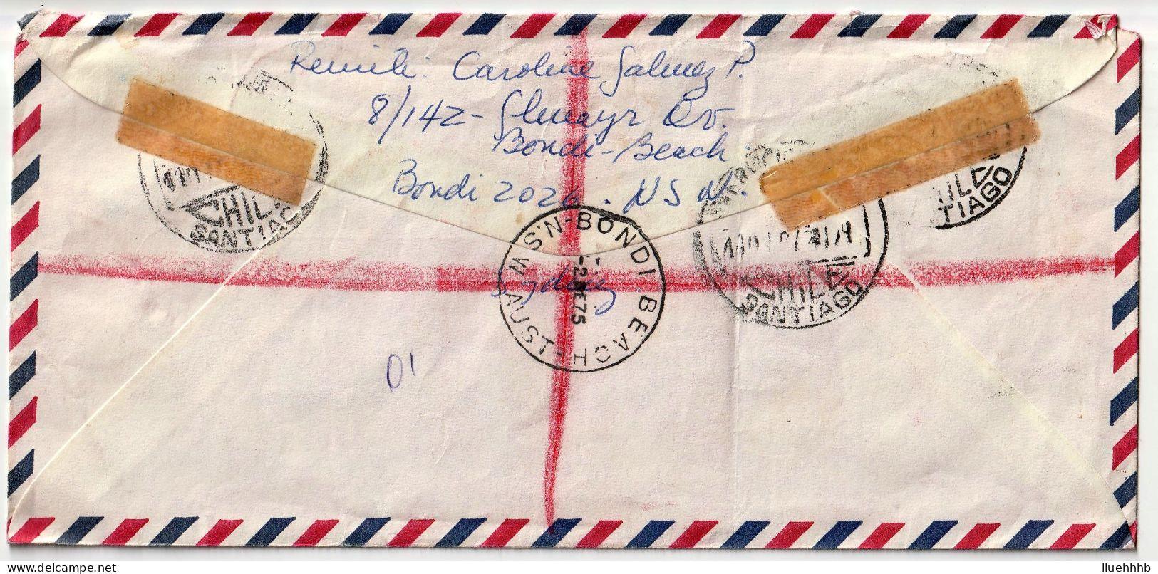AUSTRALIA: 1975 Registered Airmail Cover To CHILE, $2.90 Rate - Cartas & Documentos