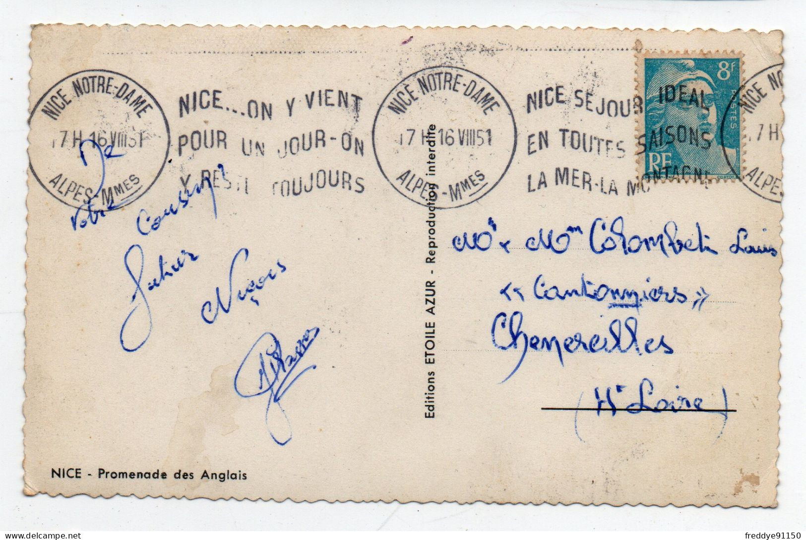 06 . Nice  . Promenade Des Anglais . Automobiles . 1951 - Cartas Panorámicas