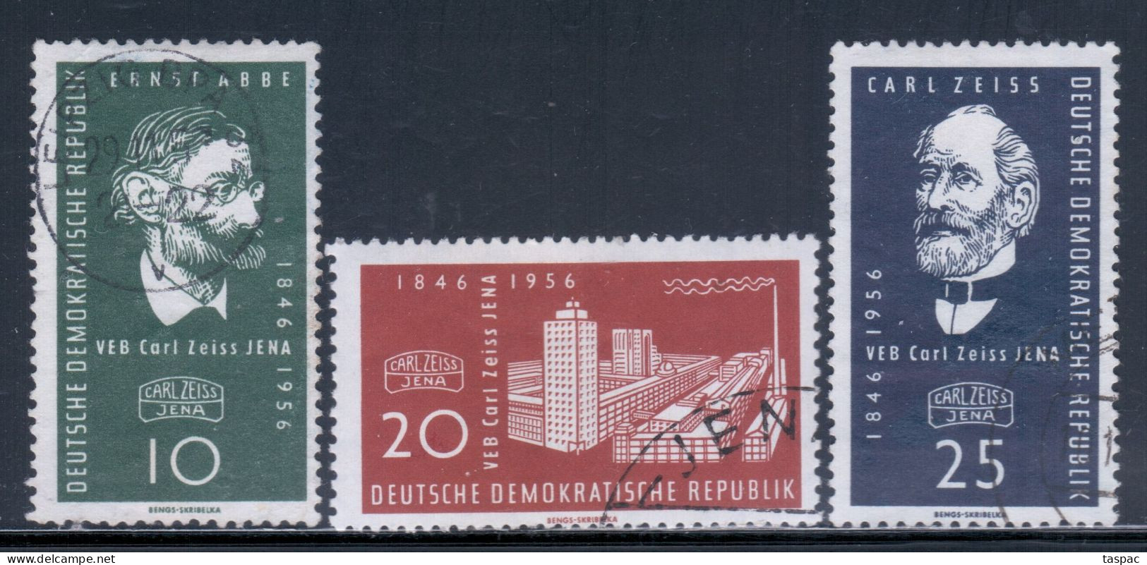 East Germany / DDR 1956 Mi# 545-547 Used - Carl Zeiss Optical Works, Jena, 110th Anniv. - Gebraucht